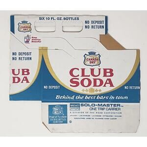 Vintage Canada Dry Club Soda 6 Pack Soda Bottle Carton Carrier New U130